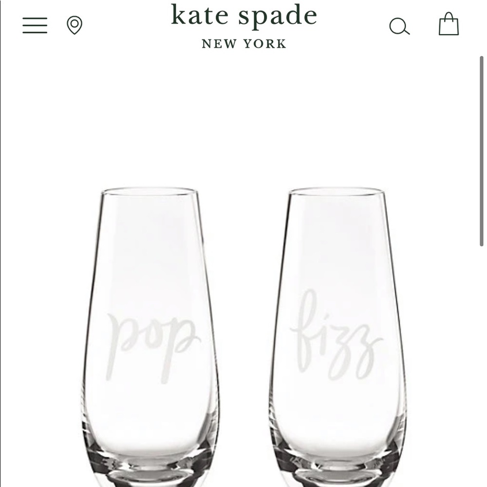 Kate spade pop/fizz stemless champagne glass pair